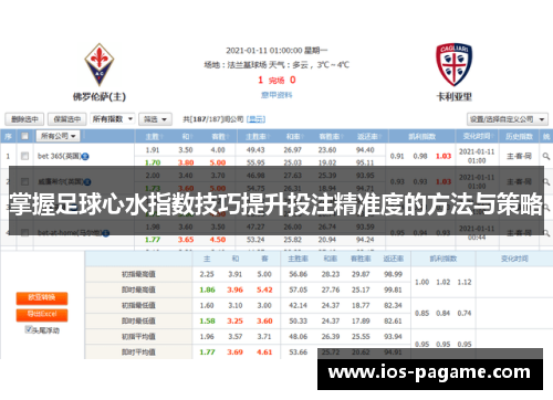 掌握足球心水指数技巧提升投注精准度的方法与策略 掌握足球心水指数技巧提升投注精准度的方法与策略