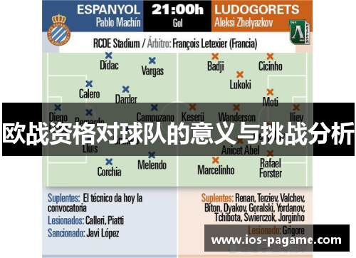 欧战资格对球队的意义与挑战分析 欧战资格对球队的意义与挑战分析