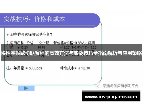快速掌握欧协联赛程的高效方法与实战技巧全指南解析与应用策略 快速掌握欧协联赛程的高效方法与实战技巧全指南解析与应用策略